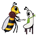 Zeichnung einer Bienenmaden-Fütterung